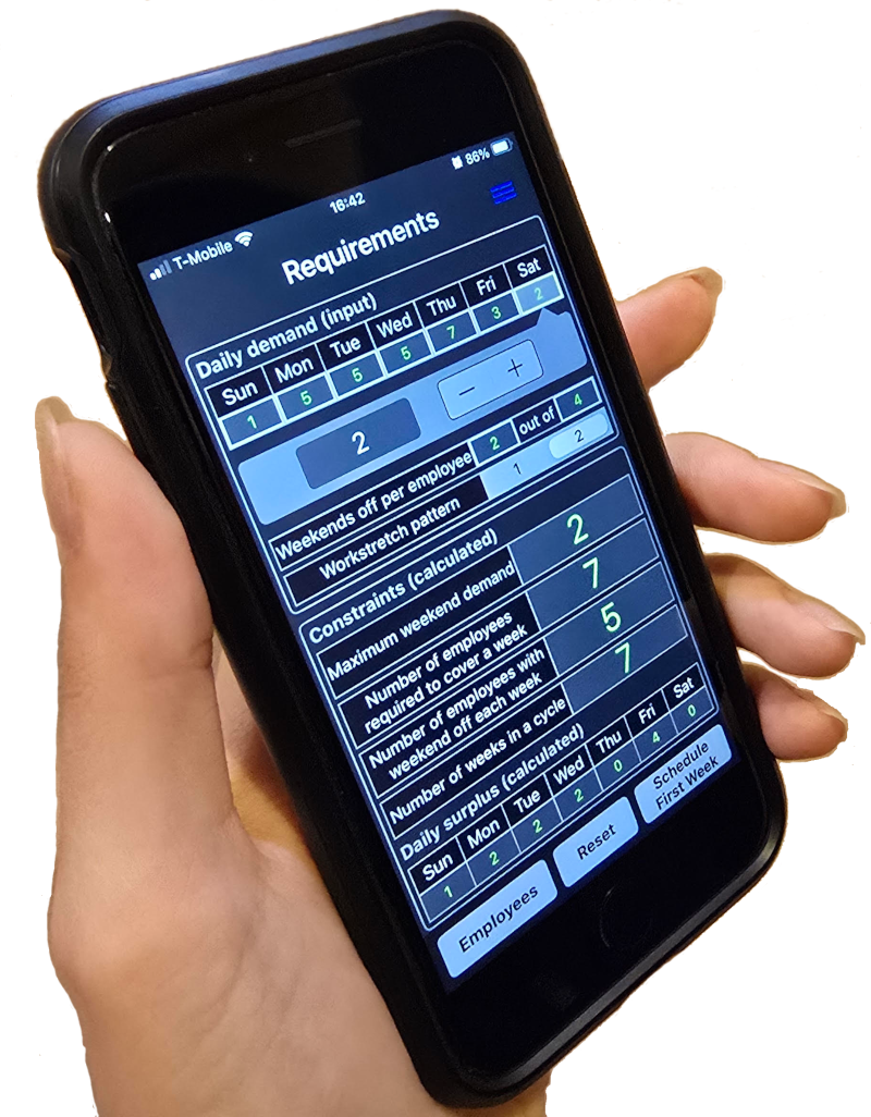 Days-off Scheduler iPhone app screenshot